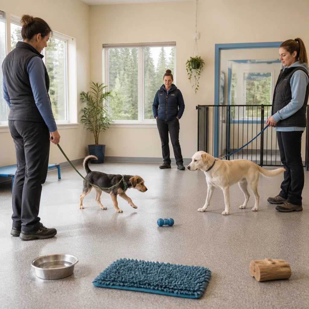 A calm temperament assessment before dog daycare
