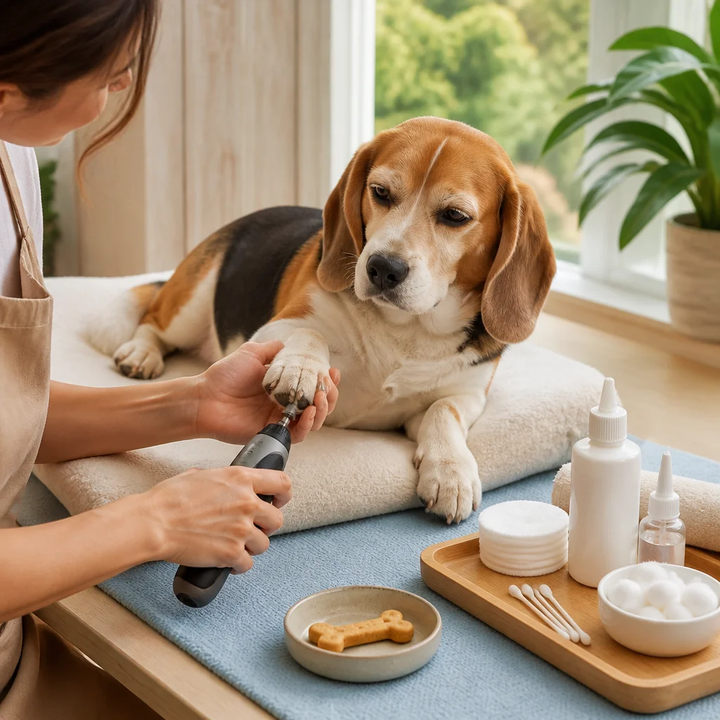 Careful nail and ear care during dog grooming