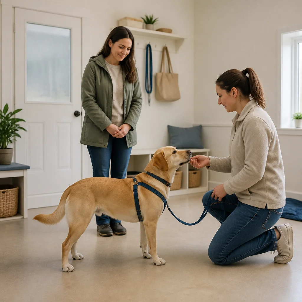 An owner observing a calm introductory session