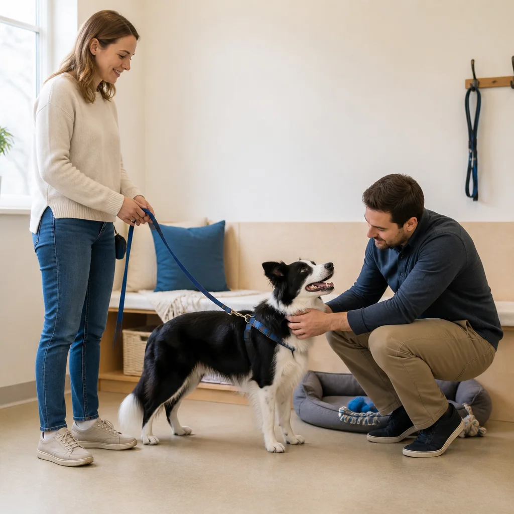 An owner observing the dog’s comfort before choosing