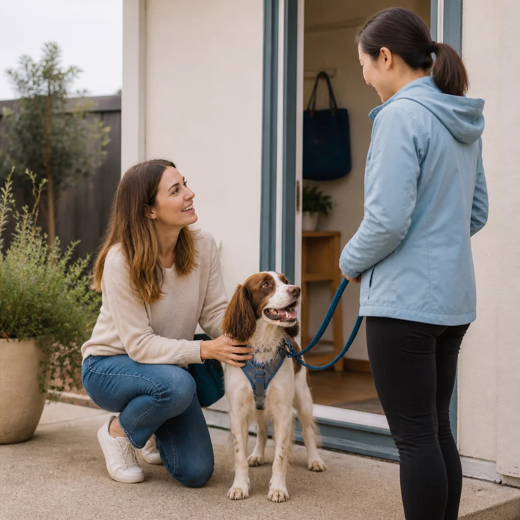 A relaxed pickup and verbal update to the owner