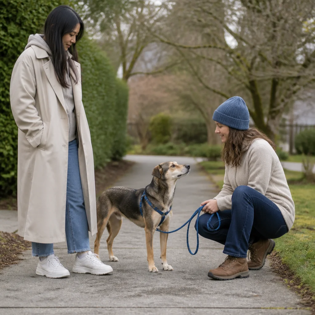 An owner observing a calm introductory session