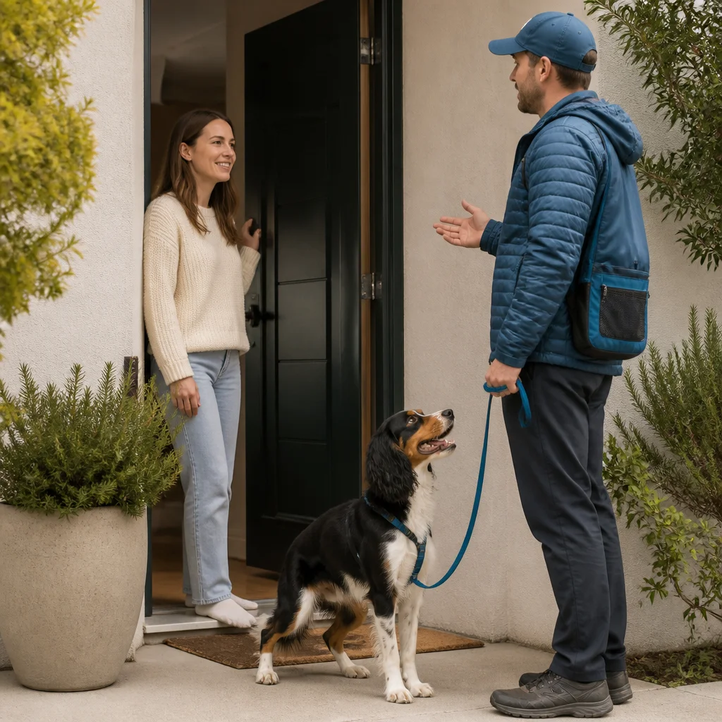 A relaxed pickup and verbal update to the owner