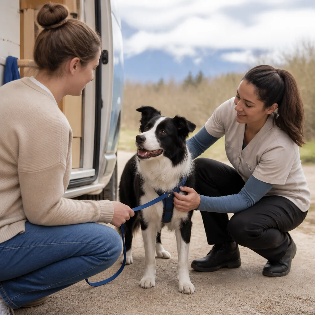 An owner and caregiver calmly reviewing individual needs