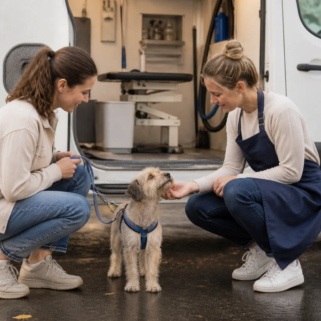 An owner observing the dog’s comfort before choosing