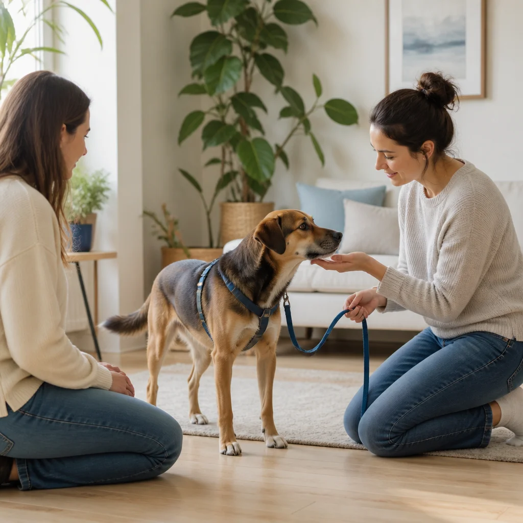 An owner observing a calm introductory session
